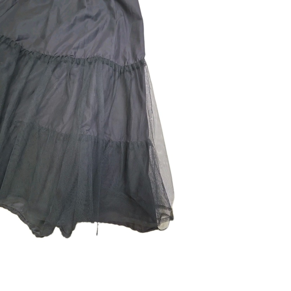 Vtg Laura Ashley Petticoat Black Cotton Tulle Great Britain 80s 90 Whimsygoth - Picture 12 of 15